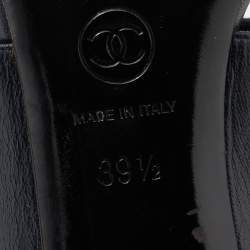 Chanel Black/White Leather Open Toe Slide Sandals Size 39.5