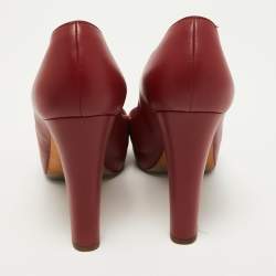 Chanel Red/Pink Leather CC Cap Toe Block Heel Platform Pumps Size 38