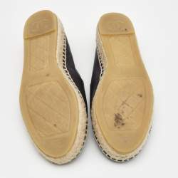 Chanel Black Leather CC Espadrille Flats Size 38