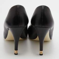 Pre Owned Chanel Black Leather Peep Toe Pumps Size 41