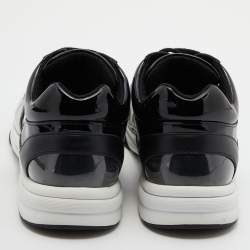 Pre Owned Chanel Black PVC and Patent Leather CC Low Top Sneakers Size 39.5