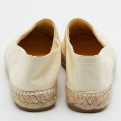 Chanel Cream Quilted Leather Interlocking CC Logo Espadrille Flats Size 39