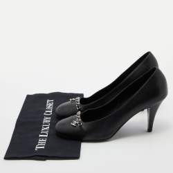 Chanel Black Leather CC Chain Link Cap Toe Pumps Size 41