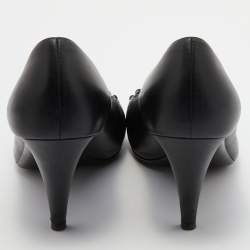 Chanel Black Leather CC Chain Link Cap Toe Pumps Size 41