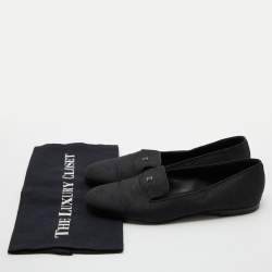 Pre Owned Chanel Black Fabric CC Slip On Smoking Slippers Size 39.5
