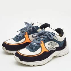 Chanel Multicolor Suede and Fabric CC Sneakers Size 37