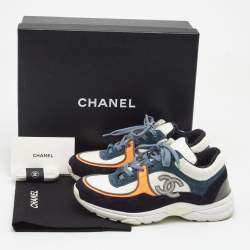 Chanel Multicolor Suede and Fabric CC Sneakers Size 37