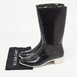 Chanel Black Rubber CC Cap Toe Rain Boots Size 41