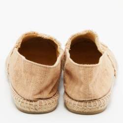 Pre Owned Chanel Beige Fabric CC Cap Toe Espadrille Flats Size 39