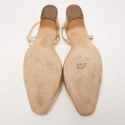 Pre Owned Chanel Gold Leather CC Slingback D'orsay Pumps Size 41