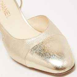 Pre Owned Chanel Gold Leather CC Slingback D'orsay Pumps Size 41