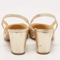 Pre Owned Chanel Gold Leather CC Slingback D'orsay Pumps Size 41