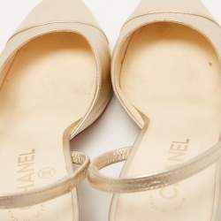 Pre Owned Chanel Gold Leather CC Slingback D'orsay Pumps Size 41