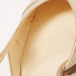 Pre Owned Chanel Gold Leather CC Slingback D'orsay Pumps Size 41