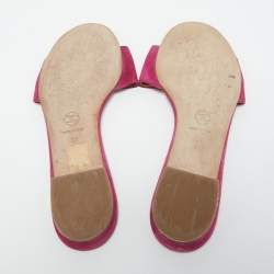Chanel Purple Suede Embroidered CC Flat Slides Size 39
