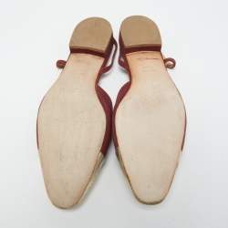 Chanel Burgundy/Gold Suede and Leather Cap Toe Slingback Flats Size 41.5