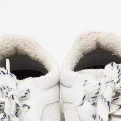 Pre Owned Chanel White/Black Fabric and Leather Low Top Sneakers Size 36.5