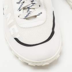 Pre Owned Chanel White/Black Fabric and Leather Low Top Sneakers Size 36.5