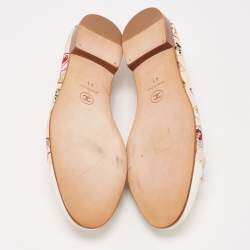 Pre Owned Chanel Pink/White Canvas and Patent Heart Print Cap Top Ballet Flats Size 41