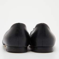 Pre Owned Chanel Black Leather CC Camelia Ballet Flats Size 39