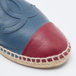 Chanel Blue/Red CC Cap Toe Espadrille Flats Size 38