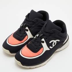 Chanel Tri Color Neoprene CC Low Top Sneakers Size 38