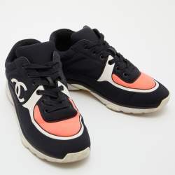 Chanel Tri Color Neoprene CC Low Top Sneakers Size 38