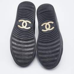 Pre Owned Chanel Black Leather CC Low Top Sneakers Size 37