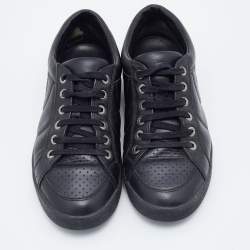 Pre Owned Chanel Black Leather CC Low Top Sneakers Size 37