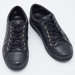 Pre Owned Chanel Black Leather CC Low Top Sneakers Size 37