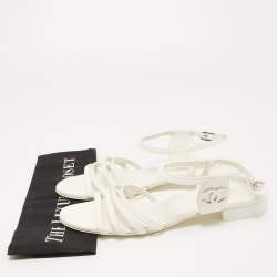 Pre Owned Chanel White Leather CC Strappy Sandals Size 40