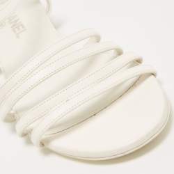 Pre Owned Chanel White Leather CC Strappy Sandals Size 40