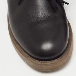 Pre Owned Chanel Black Leather CC Derby Ankle Boots Size 37.5