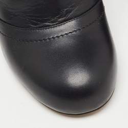 Chanel Black Leather Chain Details Ankle Booties Size 37.5