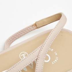 مملوكة مسبقًا Chanel Pink/Black Leather and Canvas CC Slingback Flats Size 38