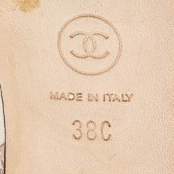 مملوكة مسبقًا Chanel Pink/Black Leather and Canvas CC Slingback Flats Size 38