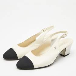 Leather heels Chanel Ecru size 37.5 EU in Leather - 31739809