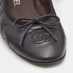 Chanel Black Leather CC Ballet Flats Size 38