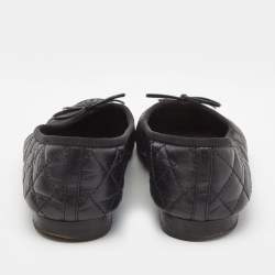 Chanel Black Leather CC Ballet Flats Size 38