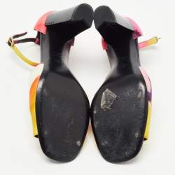 Chanel Multicolor Printed Fabric CC Ankle Strap Sandals Size 40.5