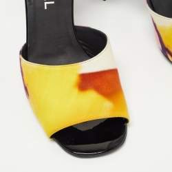 Chanel Multicolor Printed Fabric CC Ankle Strap Sandals Size 40.5