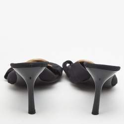 Chanel Black Fabric CC Slide Sandals Size 40