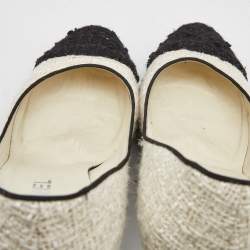 Pre Owned Chanel Black/White Tweed CC Cap-Toe Platform Pumps Size 40