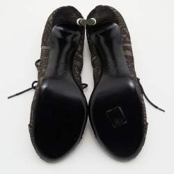 Chanel Black Lace and Alcantara Ankle Booties Size 40.5