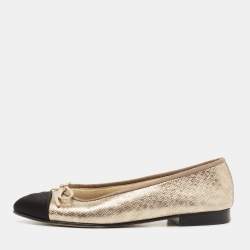 CHANEL, Shoes, Chanel Gold Ballet Flats