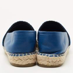 Chanel Blue/Black Leather CC Espadrille Flats Size 39