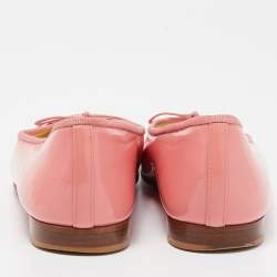 Pre Owned Chanel Pink Patent Leather CC Cap Toe Bow Ballet Flats Size 38.5