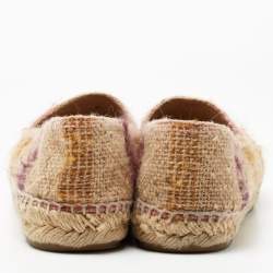Pre Owned Chanel Multicolour Tweed and Leather CC Espadrille Flats Size 39