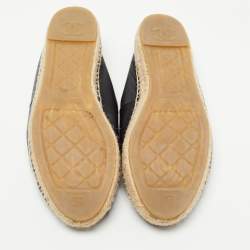Chanel Black Leather CC Espadrille Flats Size 42