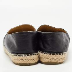Chanel Black Leather CC Espadrille Flats Size 42